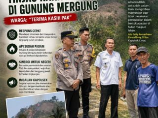 Tak Tunggu Api Membesar, Kapolsek Limau Gercep Tangani Karhutla di Banjar Agung